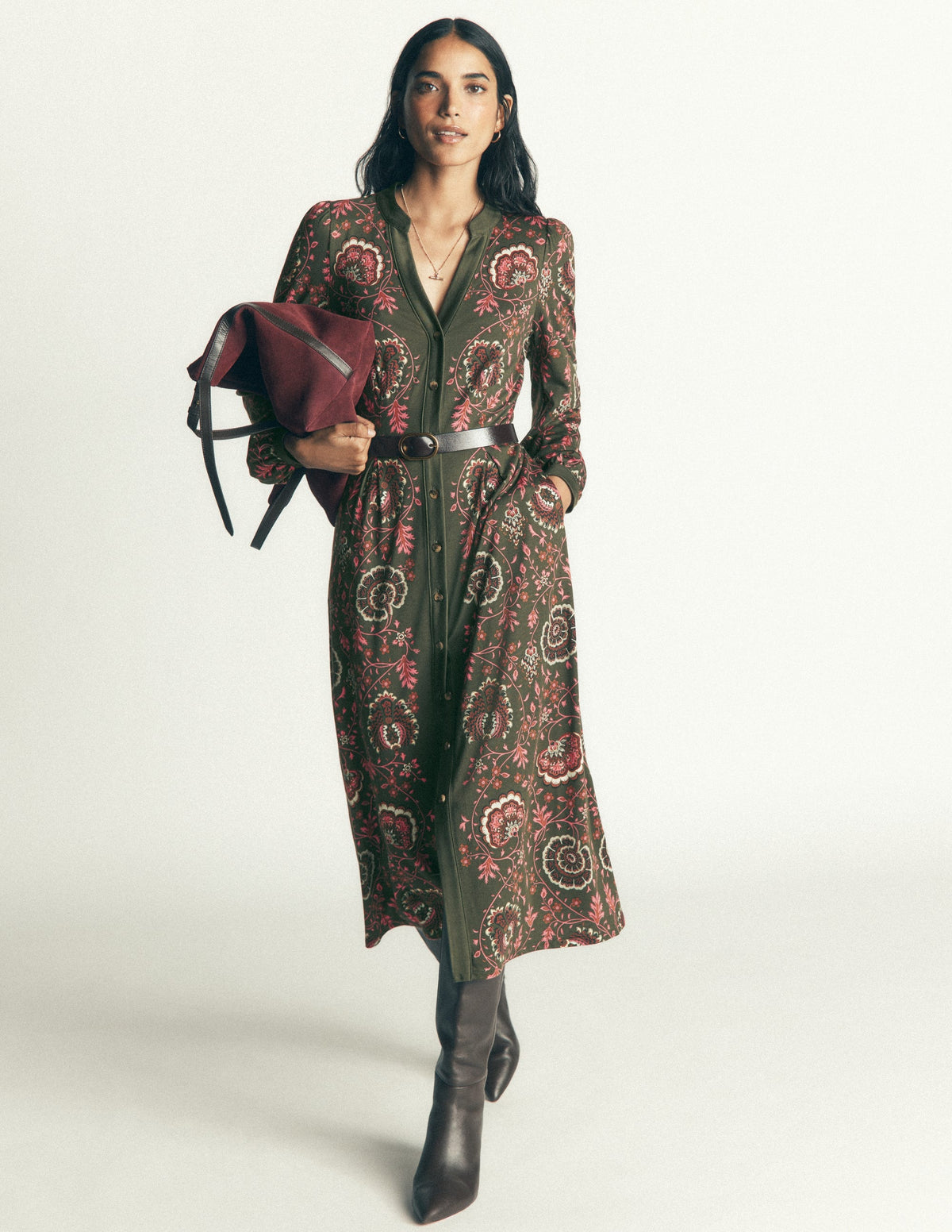 Juliet Jersey Midi Dress-Duffle Bag, Sprouting Vine-4