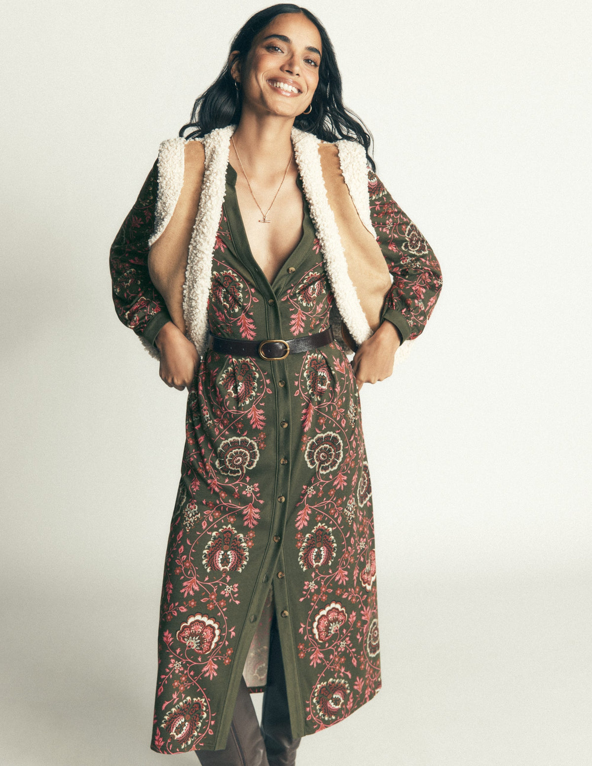 Juliet Jersey Midi Dress-Duffle Bag, Sprouting Vine - Image 5