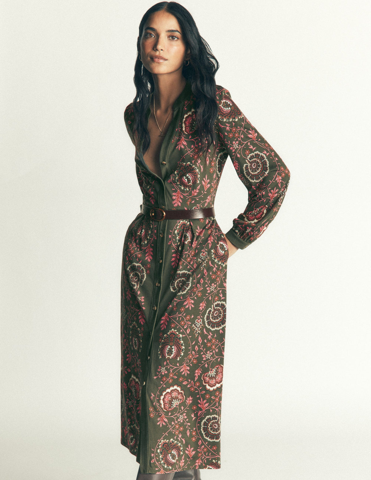 Juliet Jersey Midi Dress-Forest Glade, Sprouting Vine - Image 6
