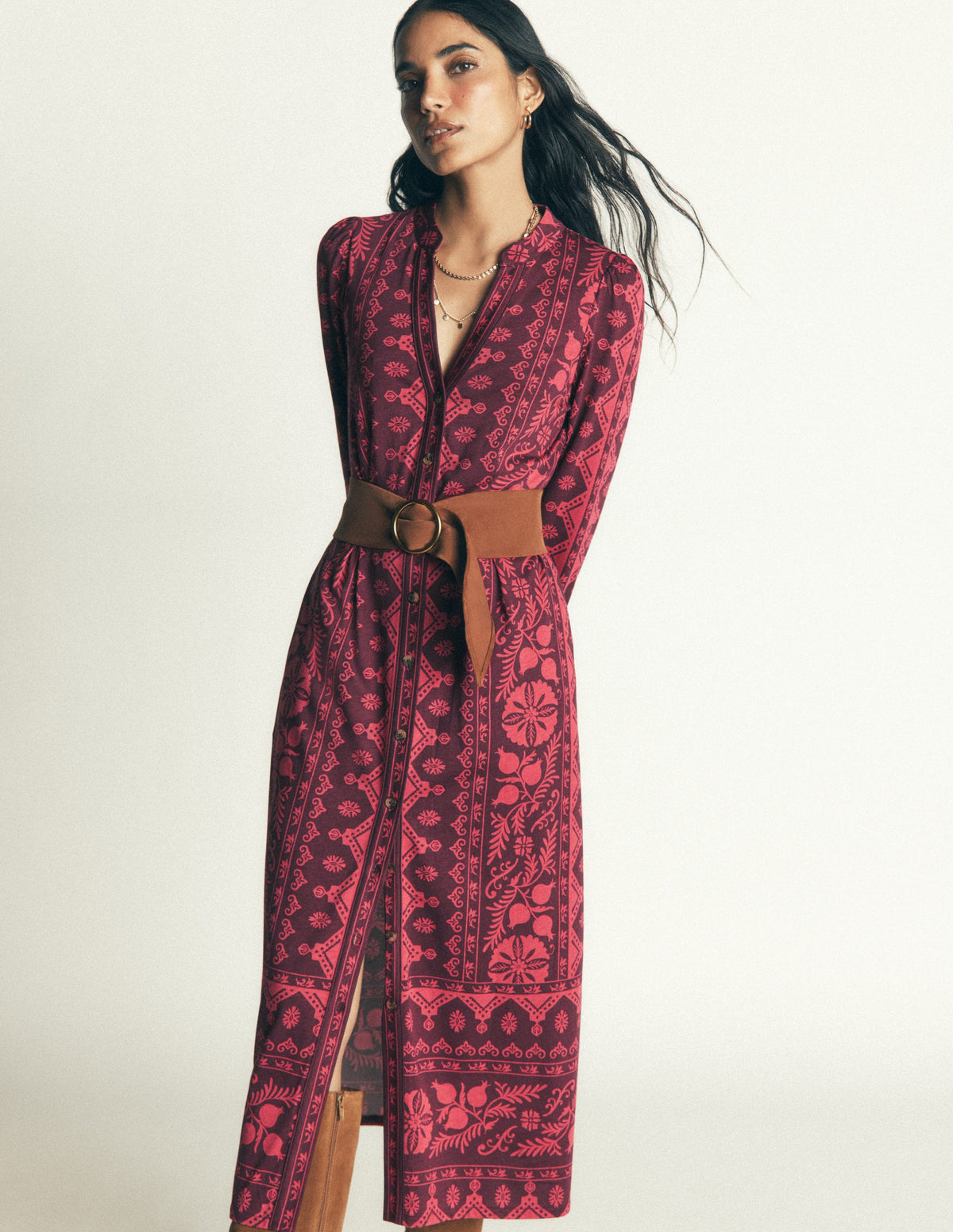 Juliet Jersey Midi Dress-Deep Wisteria, Charmed Foliage - Image 1