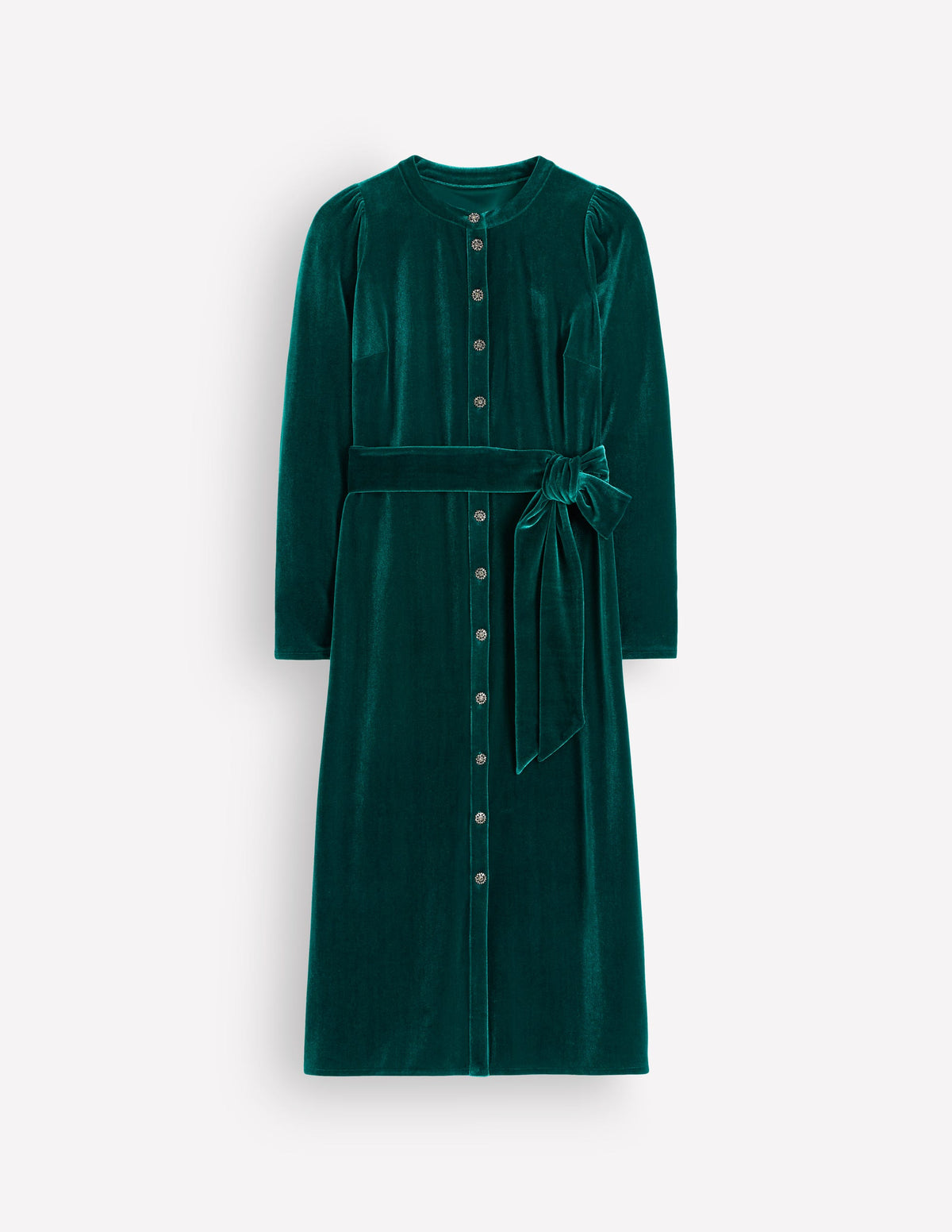 Honor Column Velvet Midi Dress-Emerald Night - Image 5