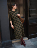 Crew Midi Jacquard Dress-Green Check