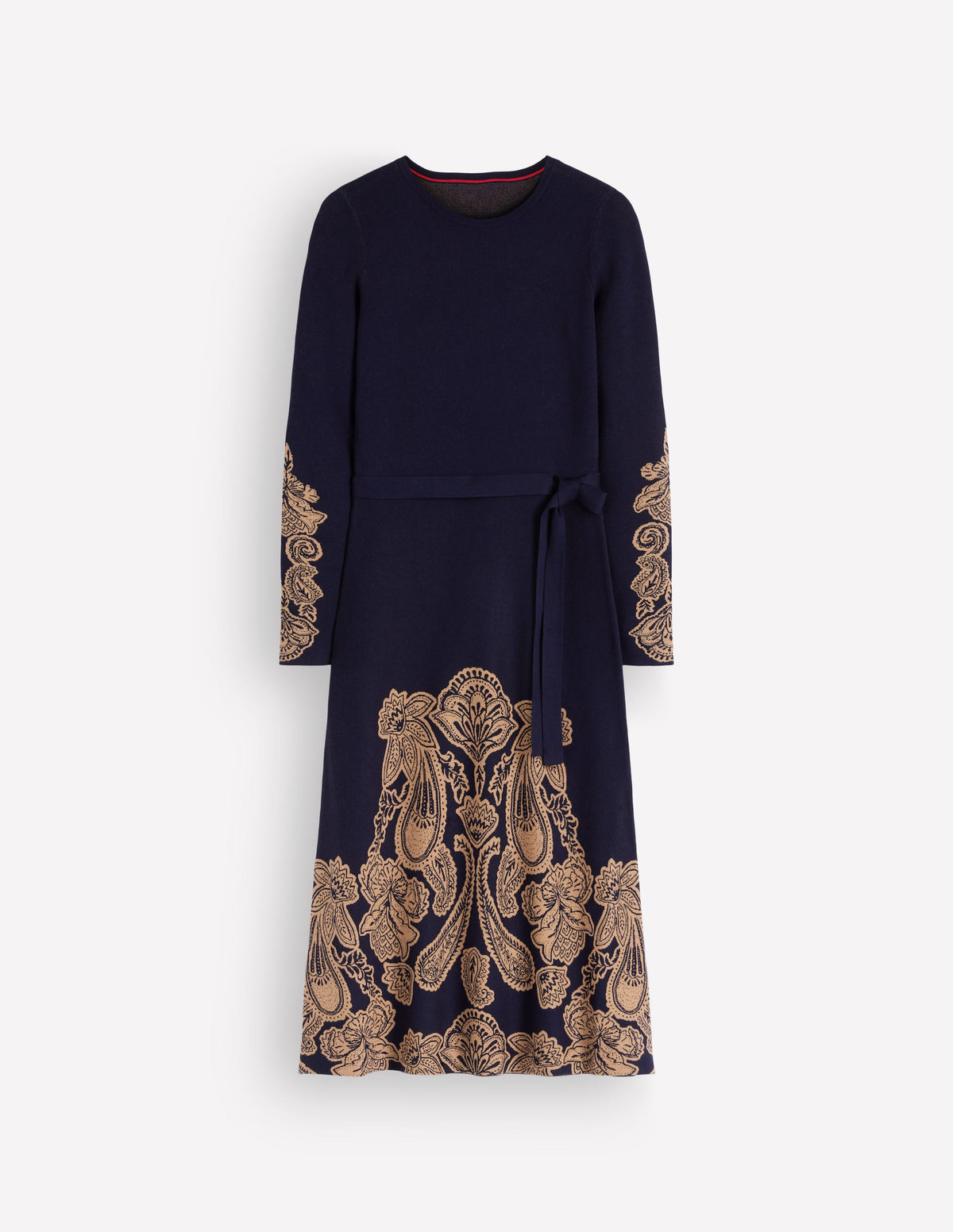 Crew Midi Jacquard Dress-Navy Placement - Image 7
