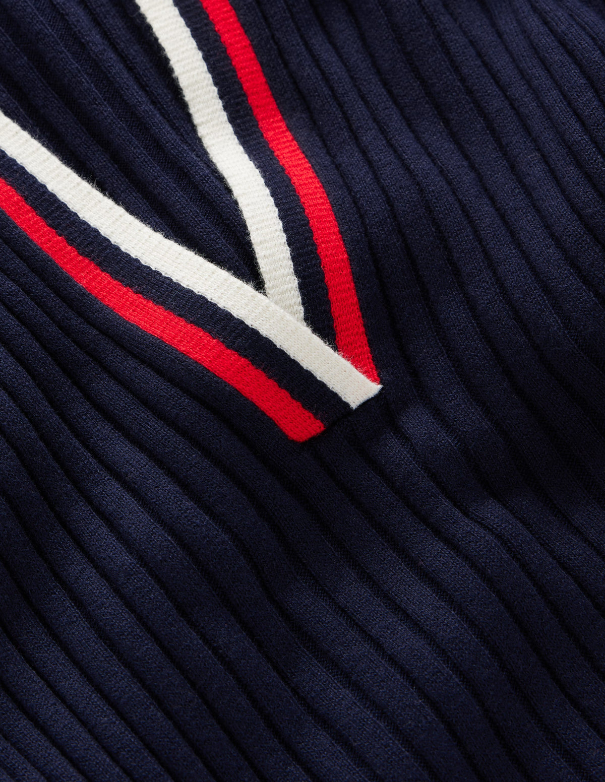 Ribbed Henley Knitted Dress-Navy-6