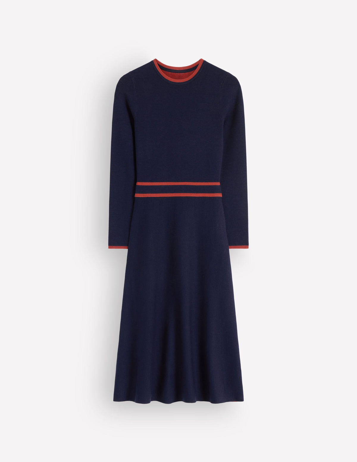Contrast Tipped Knitted Dress-Navy - Image 6