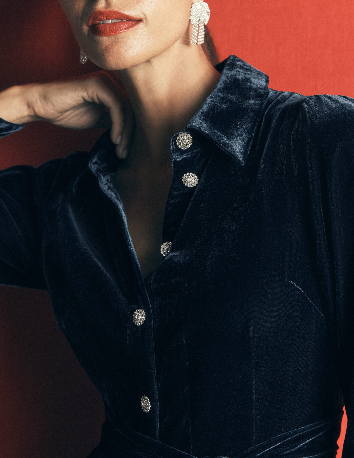 Maeve Velvet Shirt Dress-Teal Ocean-4