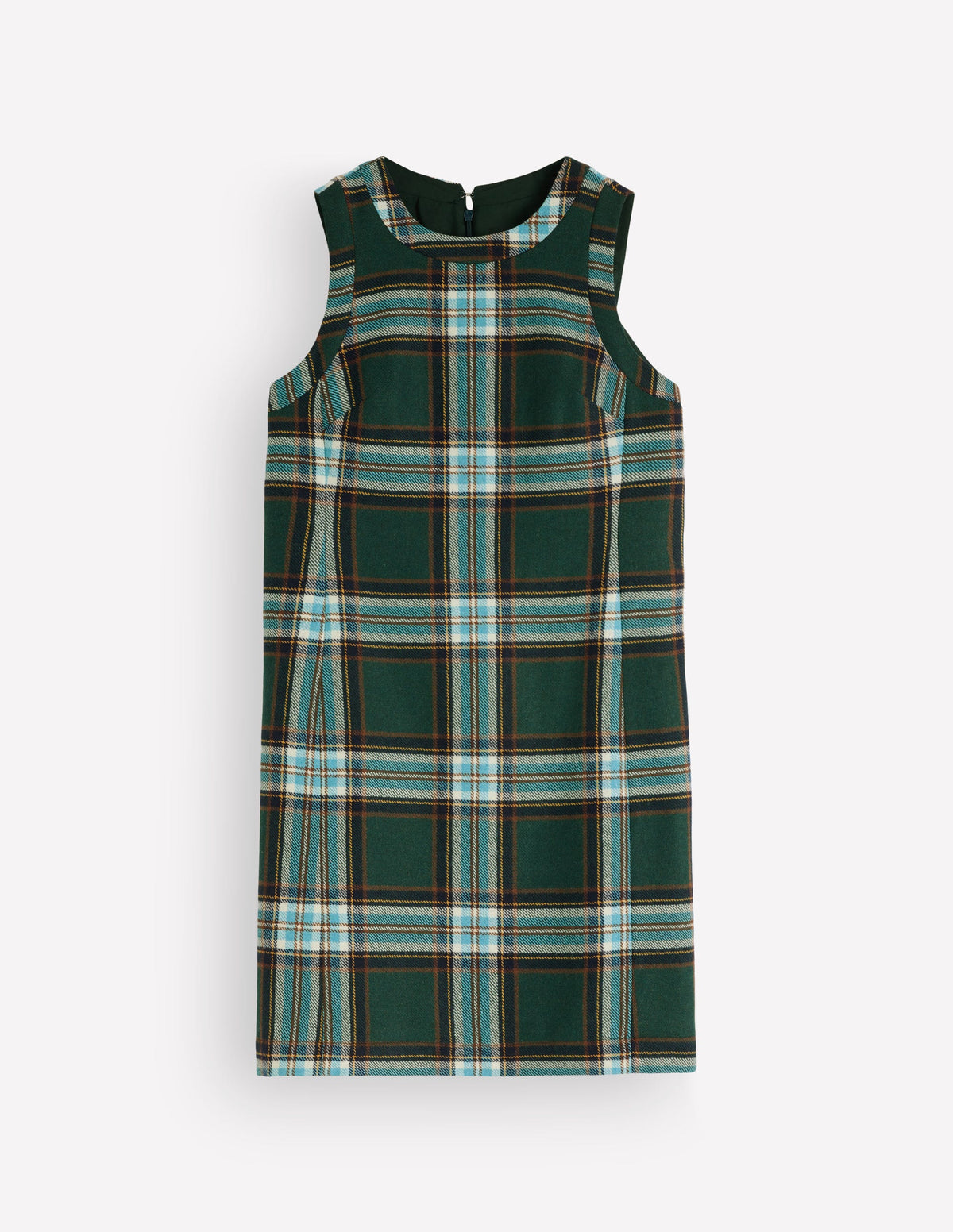 Lou Wool Check Shift Dress-Green, Navy and Teal Check-7
