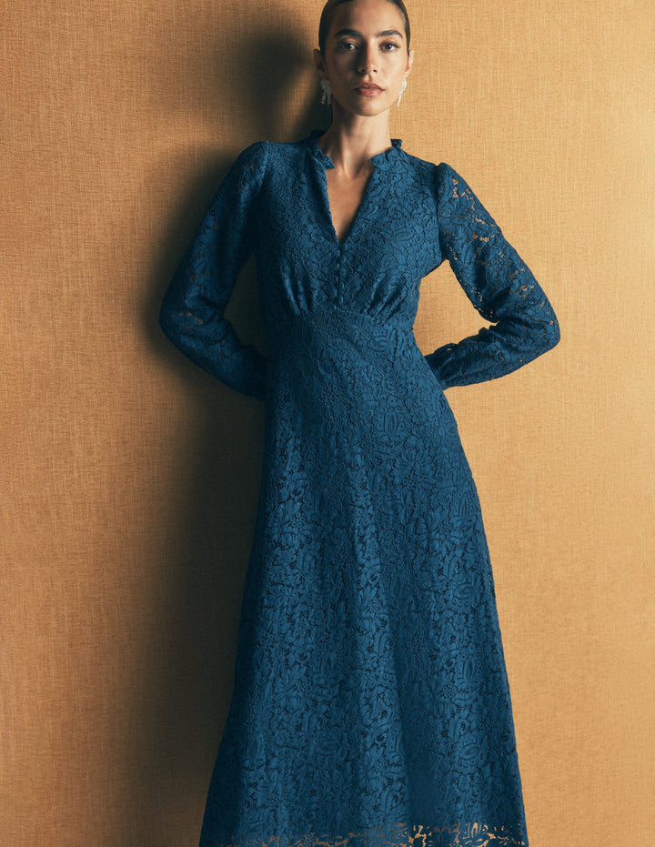 Cassie Lace Tea Dress-Deep Aurora Blue