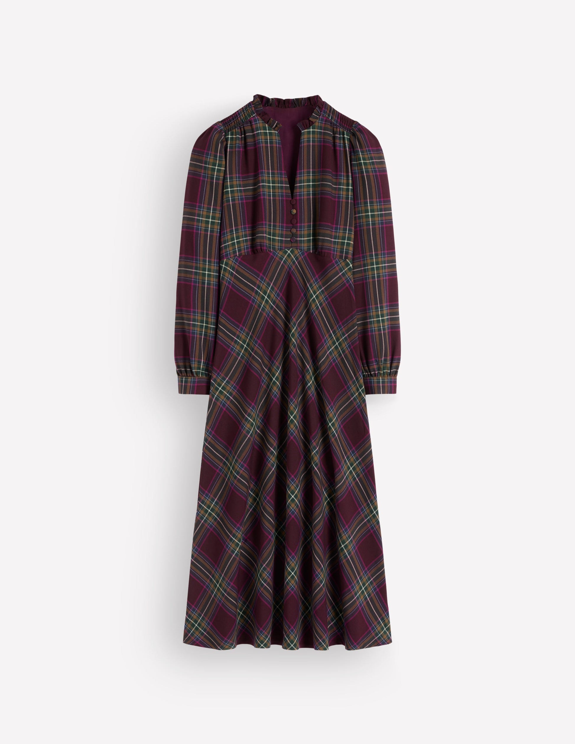 Cassie Checked Tea Dress-Maroon and Olive Check-7