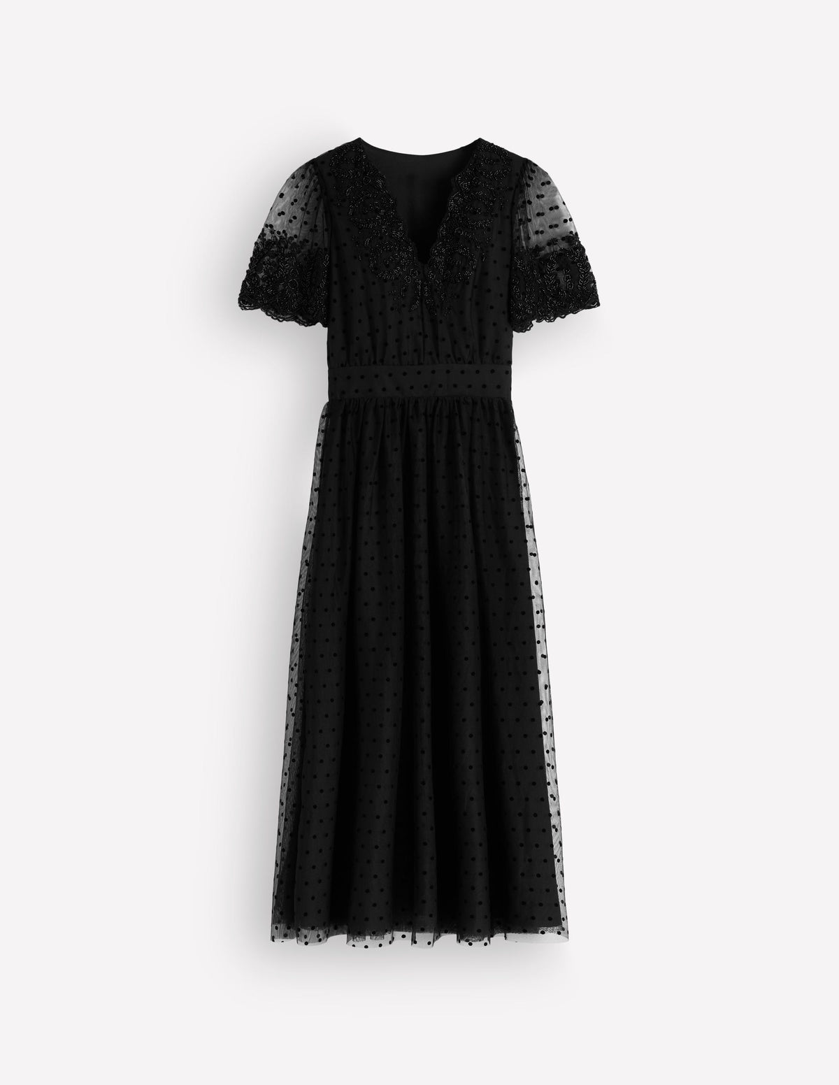 Embroidered Tulle Maxi Dress-Black - Image 6