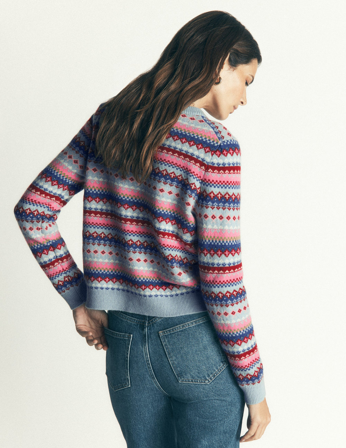 Edie Fair Isle Cardigan-Blue all over fair isle-4
