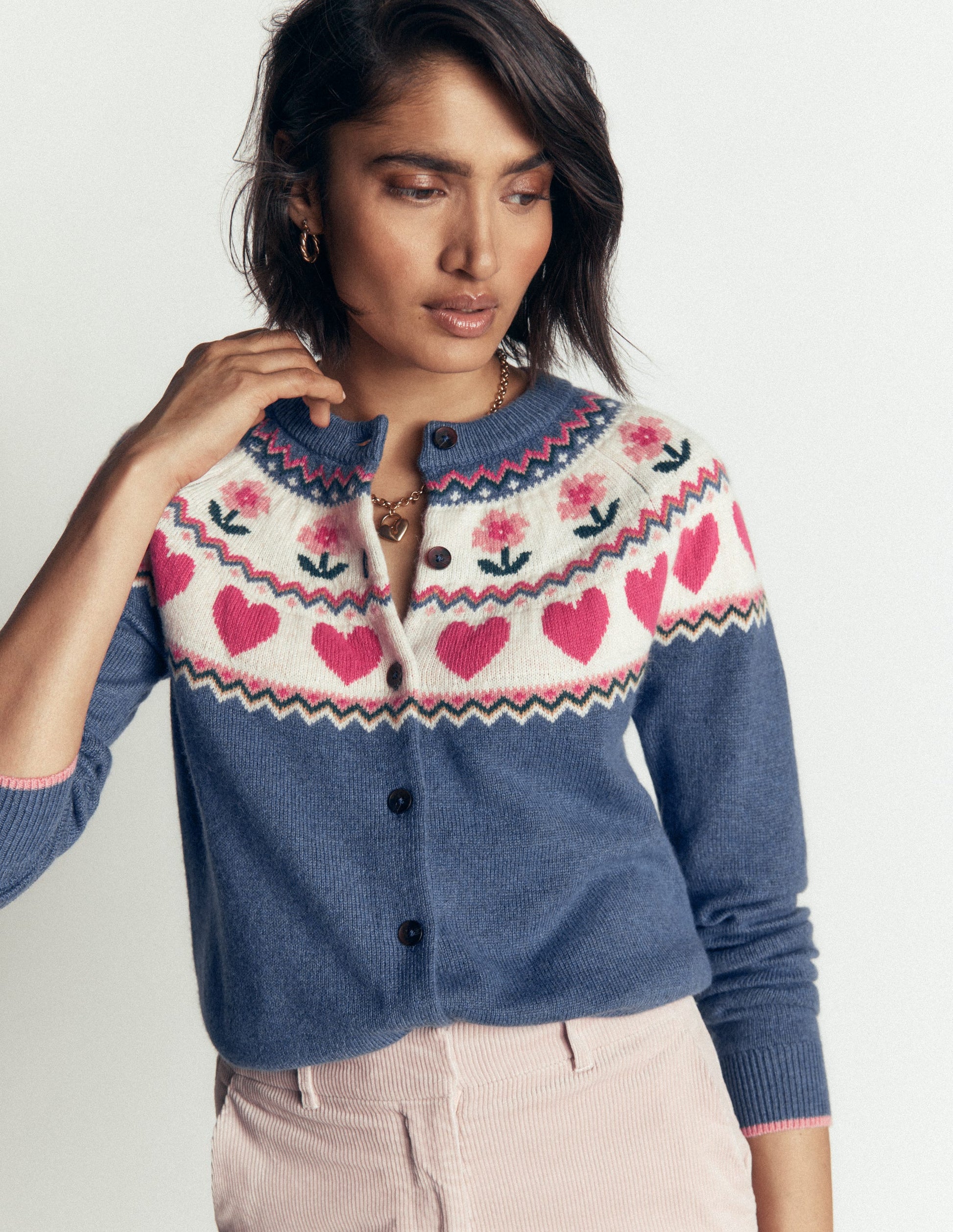 Edie Fair Isle Cardigan-Blue fair isle-1