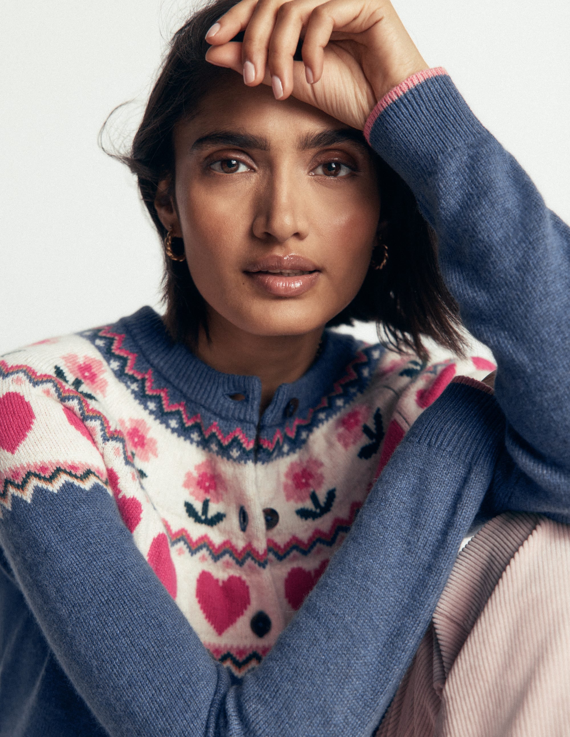 Edie Fair Isle Cardigan-Blue fair isle - Image 2