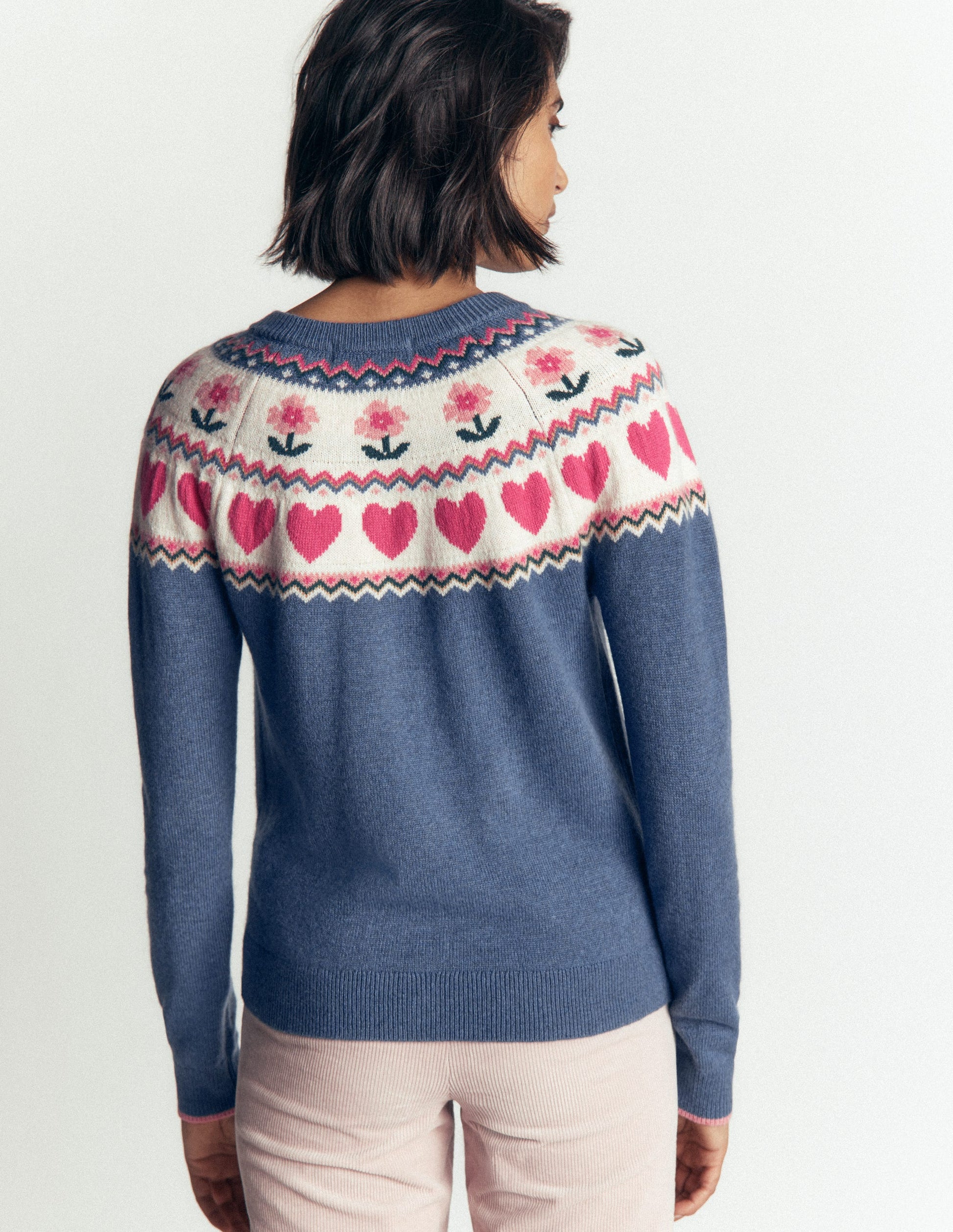 Edie Fair Isle Cardigan-Blue fair isle-3
