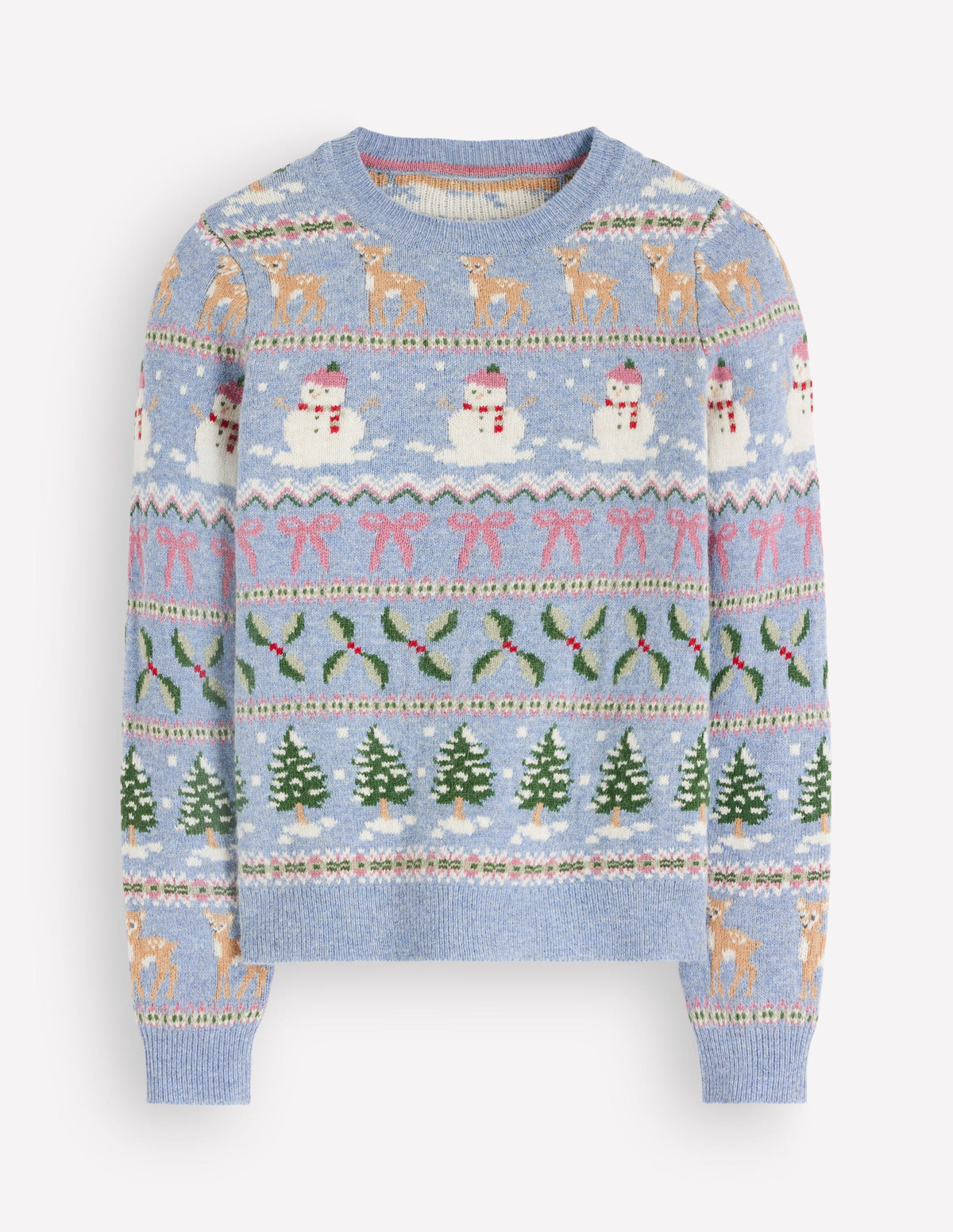 Edie Fair Isle Jumper-Blue snowman fair isle-5
