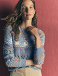 Edie Fair Isle Jumper-Blue snowman fair isle