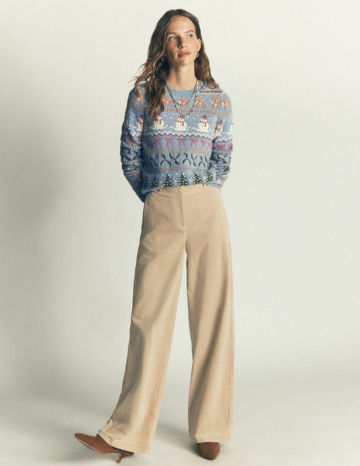 Edie Fair Isle Jumper-Blue snowman fair isle-4