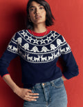 Edie Fair Isle Jumper-Navy reindeer