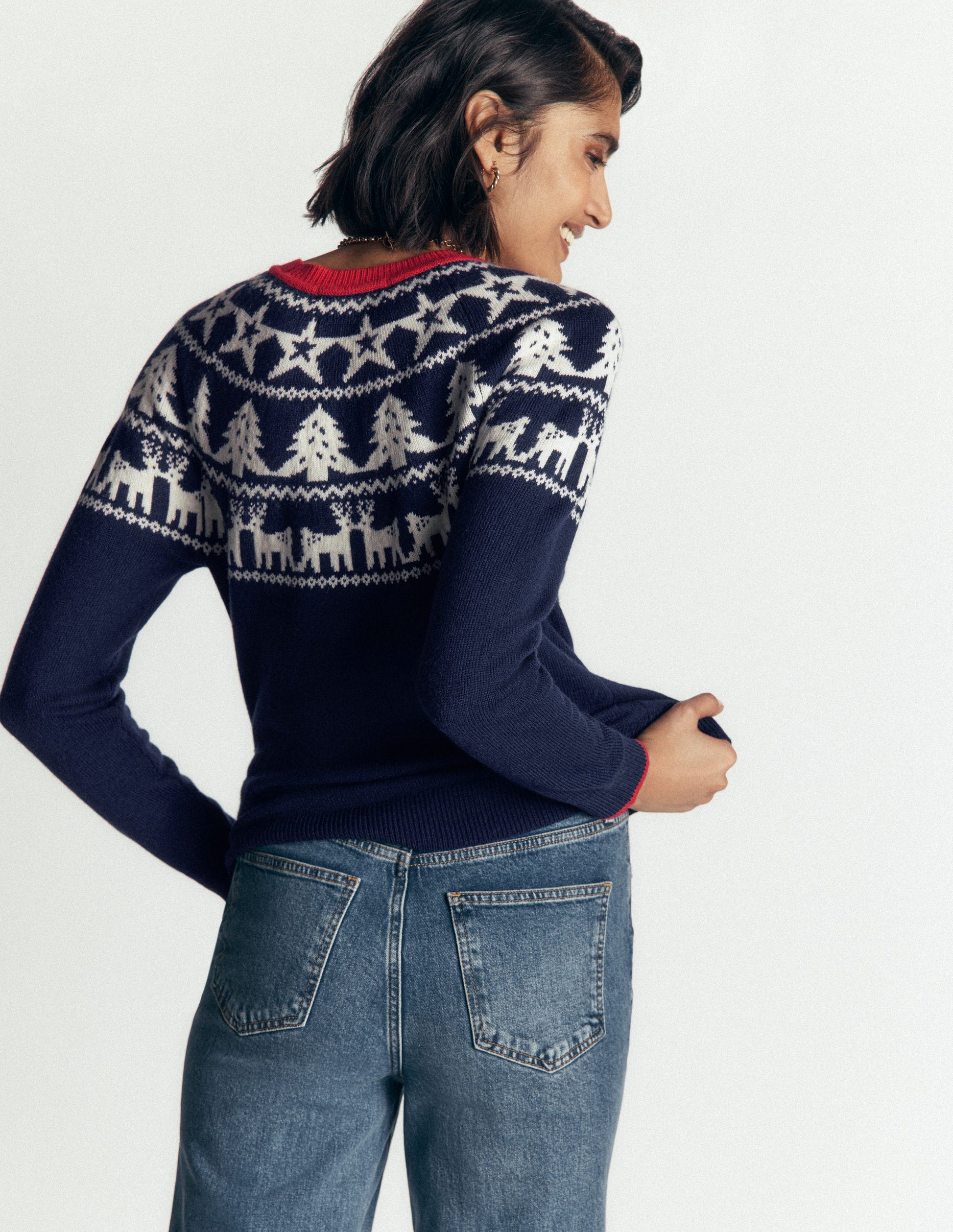 Edie Fair Isle Jumper-Navy reindeer-3