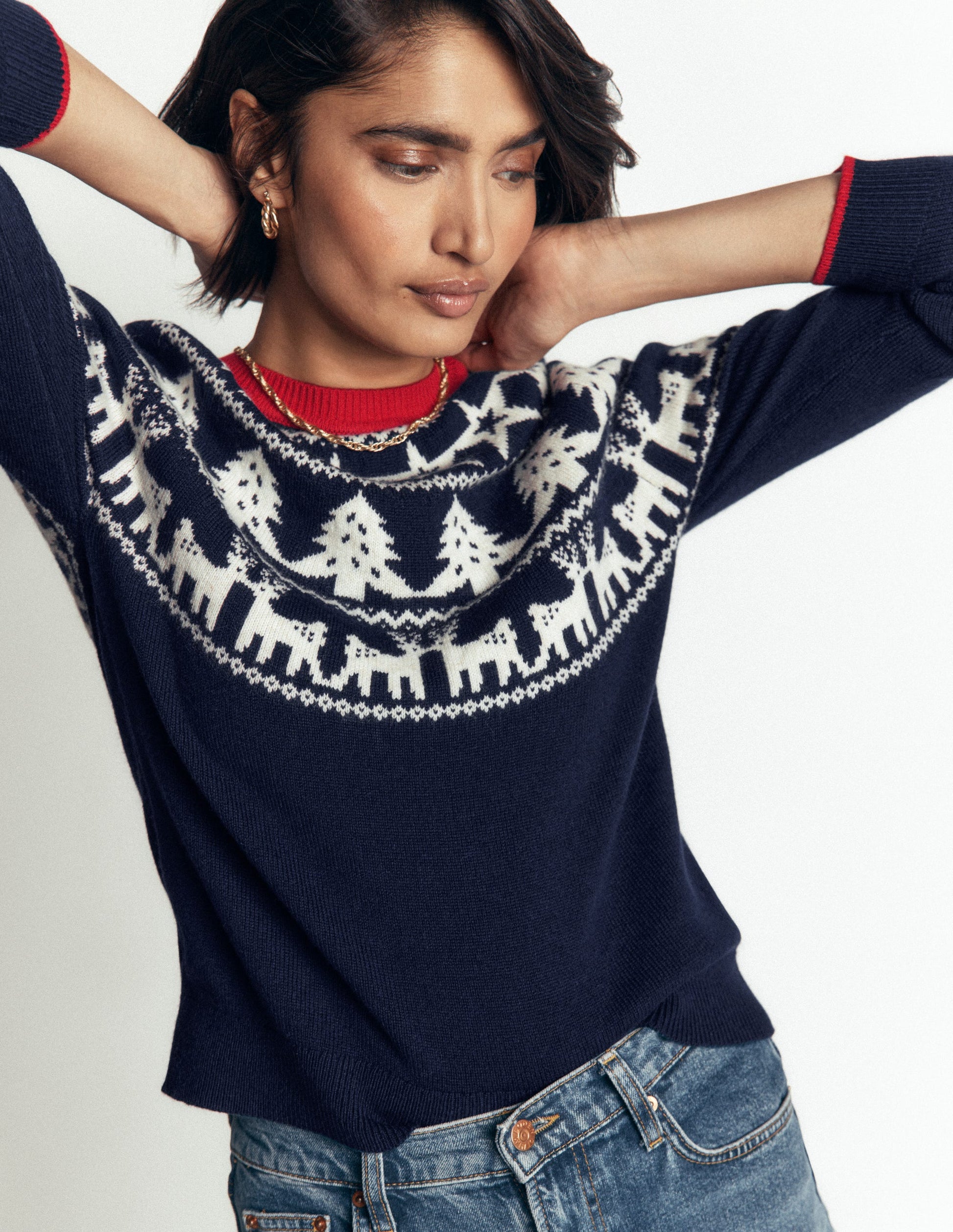 Edie Fair Isle Jumper-Navy reindeer-5