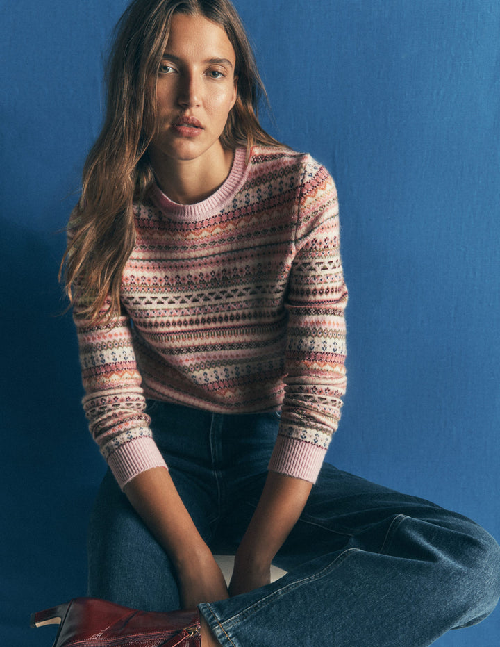 Edie Fair Isle Jumper-Pink all over fair isle