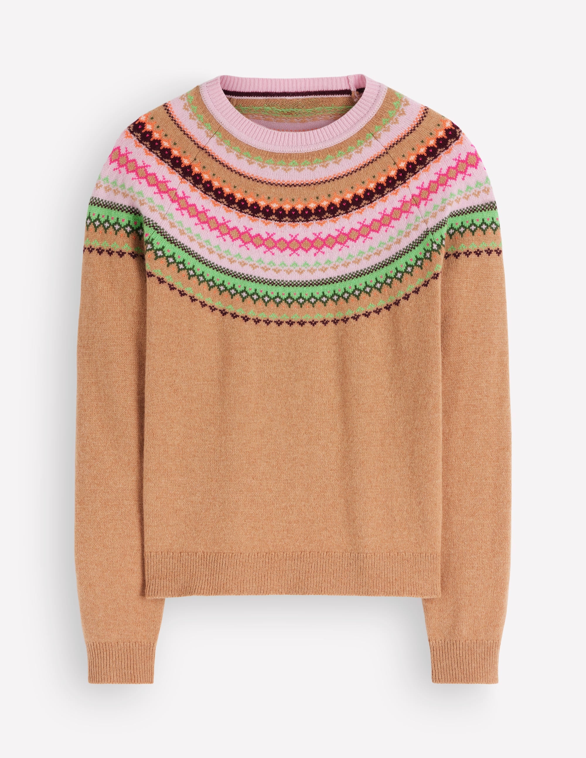 Edie Fair Isle Jumper-Camel fair isle - Image 6