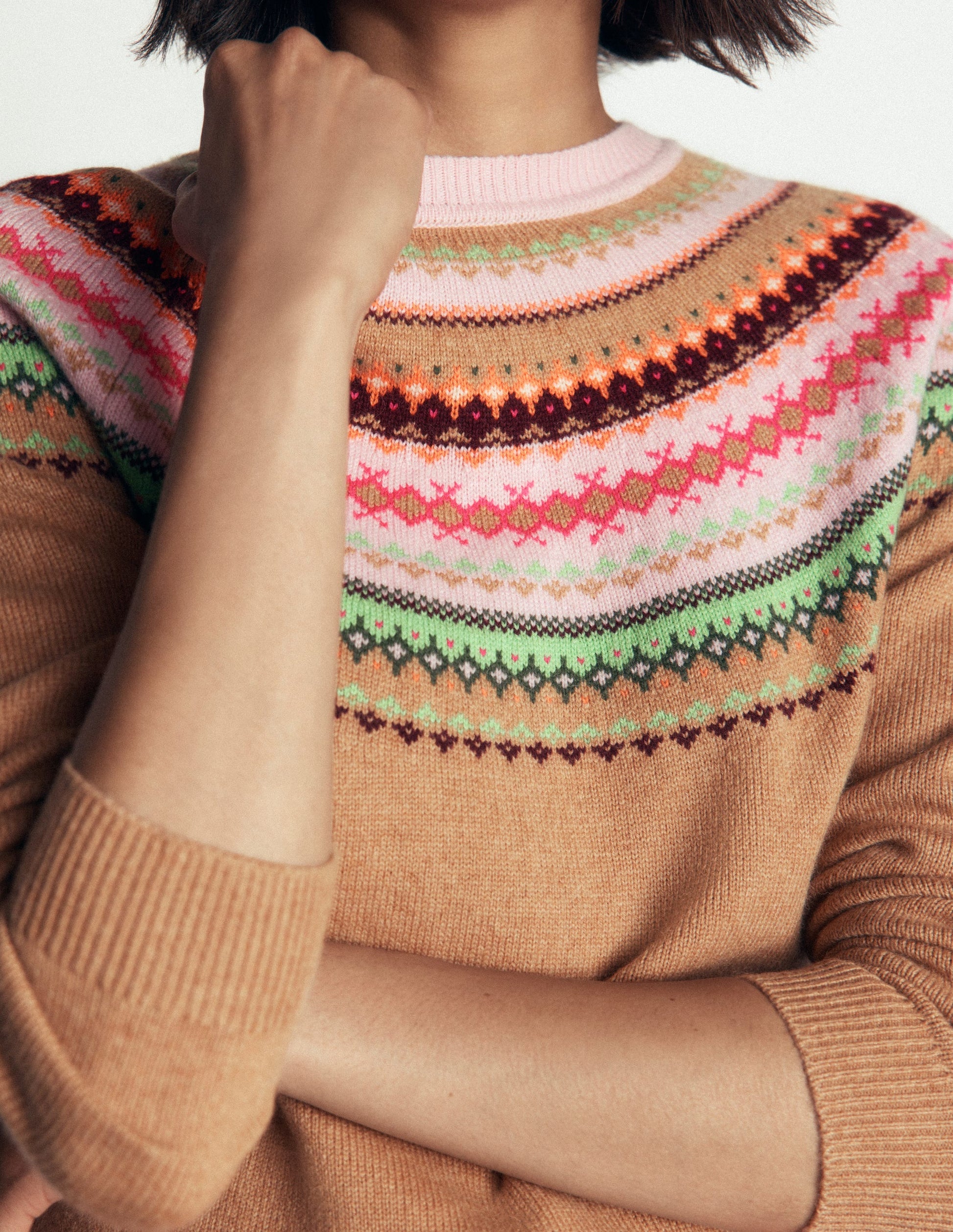 Edie Fair Isle Jumper-Camel fair isle-2