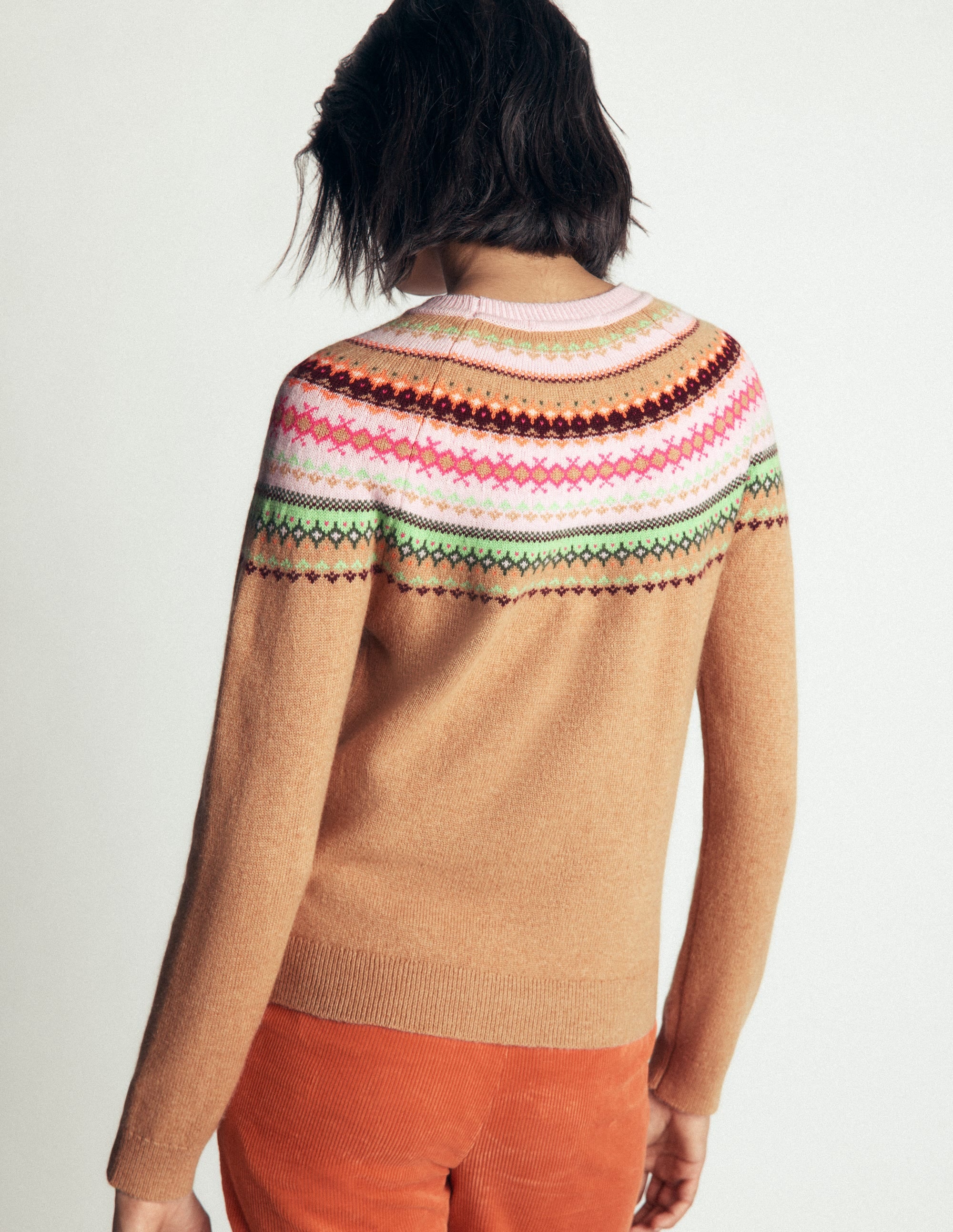 Edie Fair Isle Jumper-Camel fair isle - Image 3