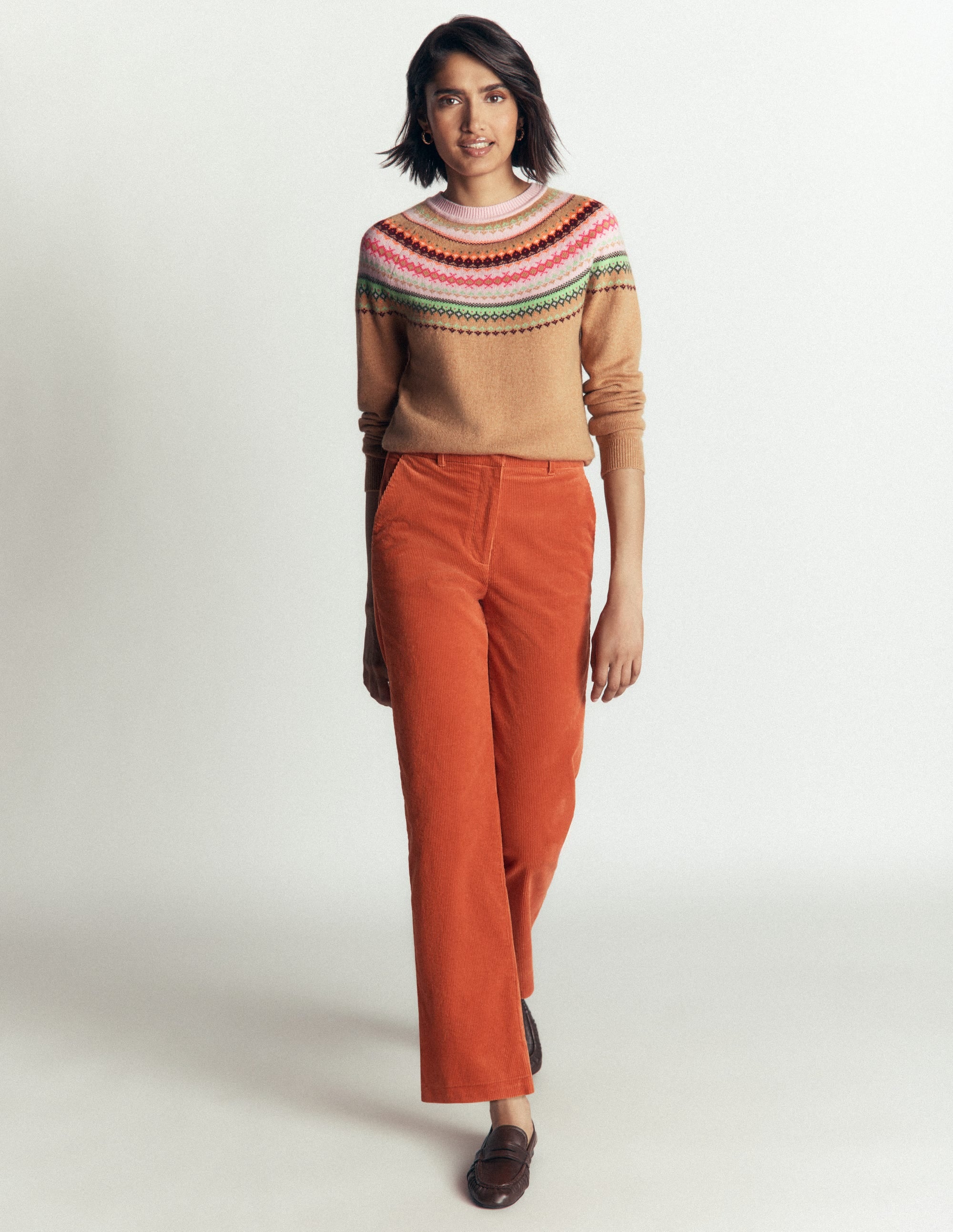Edie Fair Isle Jumper-Camel fair isle - Image 4
