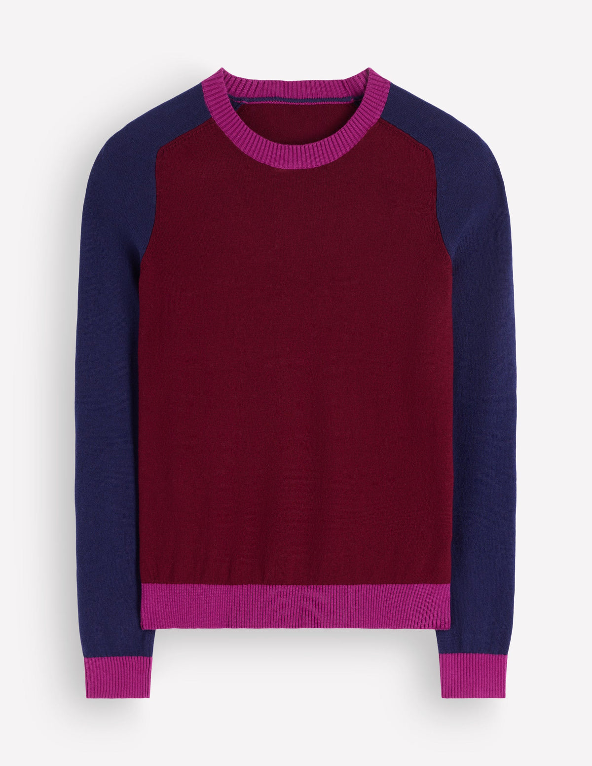 Meg Raglan Sleeve Jumper-Merlot, Colour Block - Image 5