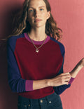 Meg Raglan Sleeve Jumper-Merlot, Colour Block