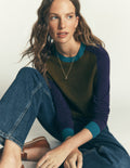 Meg Raglan Sleeve Jumper-Forest Glade, Colour Block