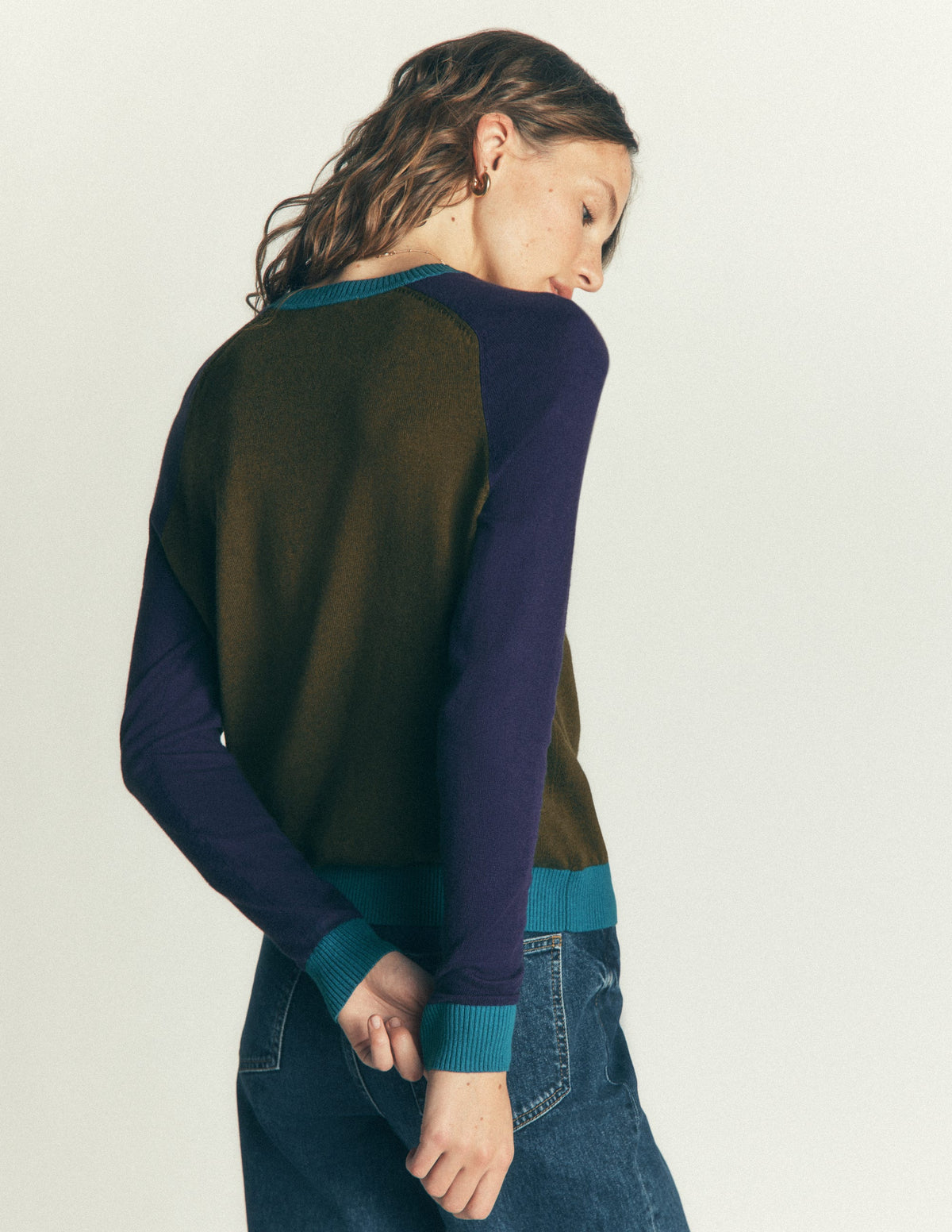 Meg Raglan Sleeve Jumper-Forest Glade, Colour Block-3