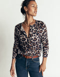 Kat Brushed Cashmere Cardigan-Camel, Leopard