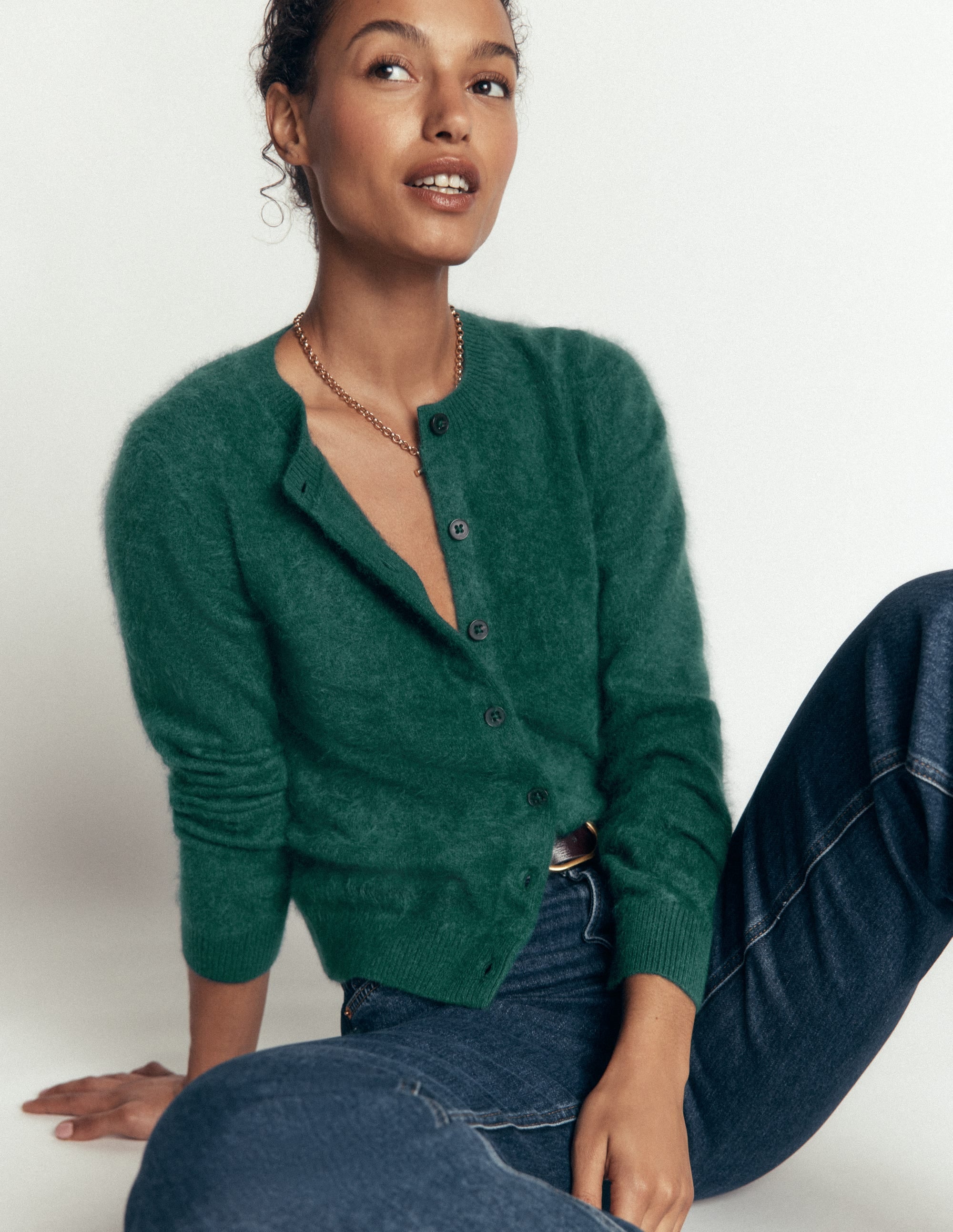 Kat Brushed Cashmere Cardigan-Midnight Teal - Image 4