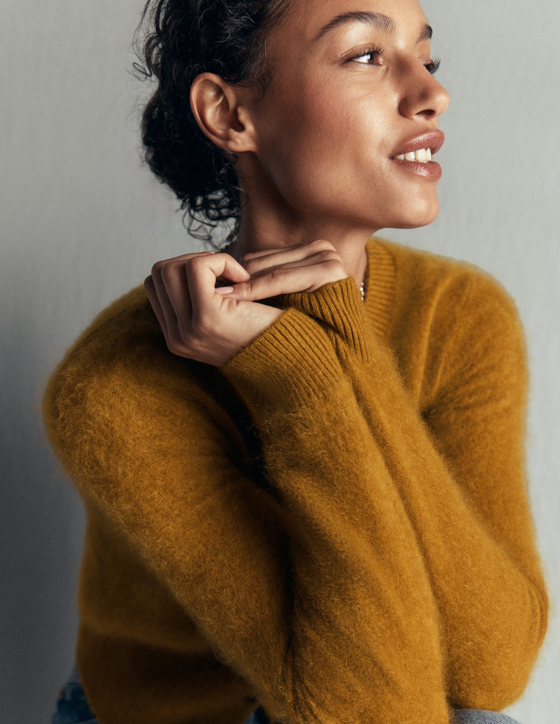 Kat Brushed Cashmere Cardigan-Toffee Brown-4