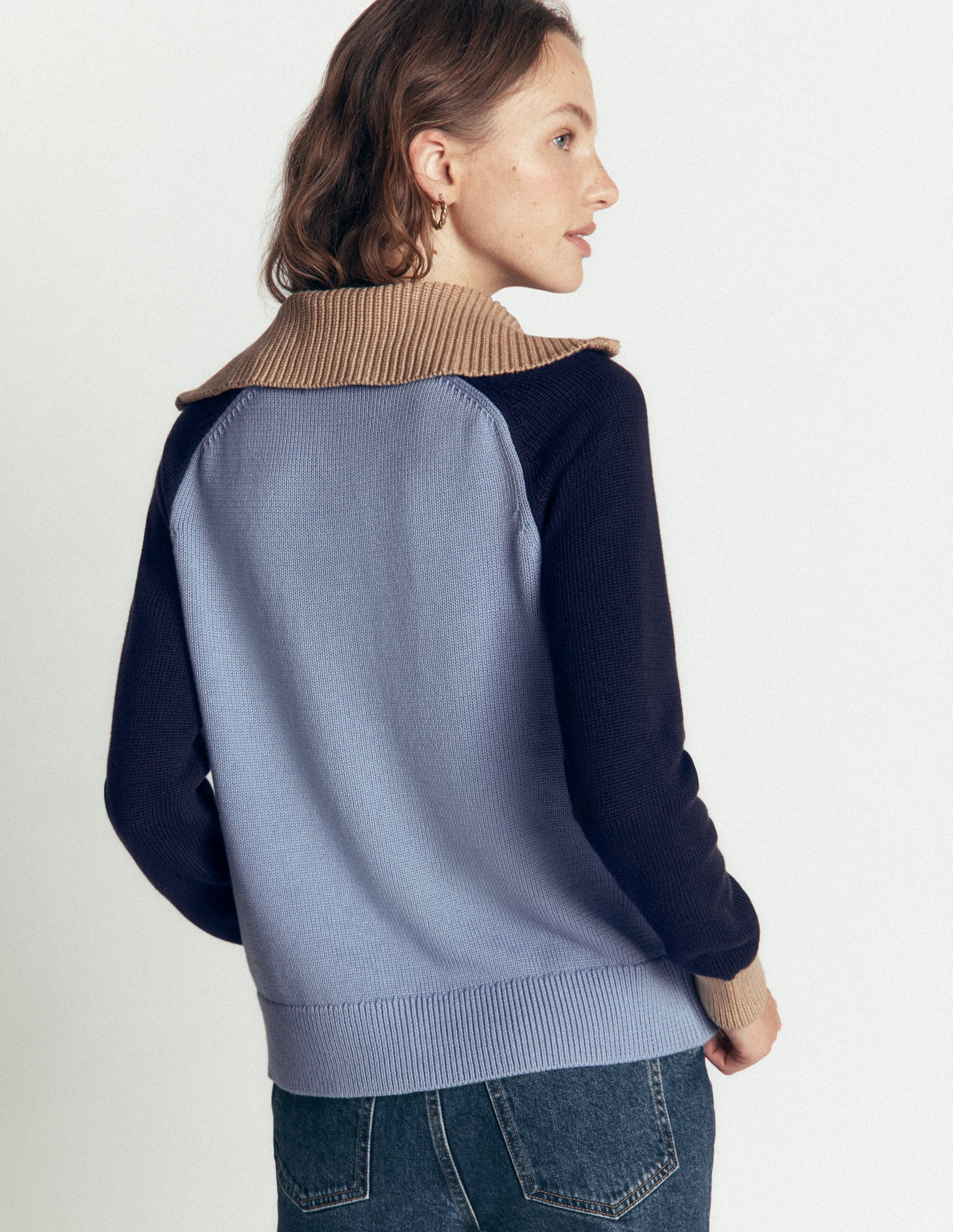 Lucy Half Zip Jumper-Blue Colour Block-3