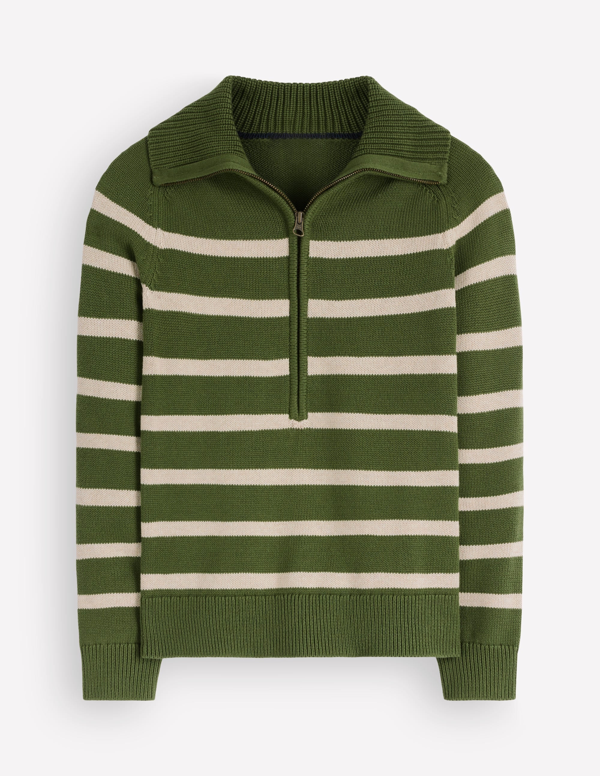 Lucy Half Zip Jumper-Green Stripe - Image 6