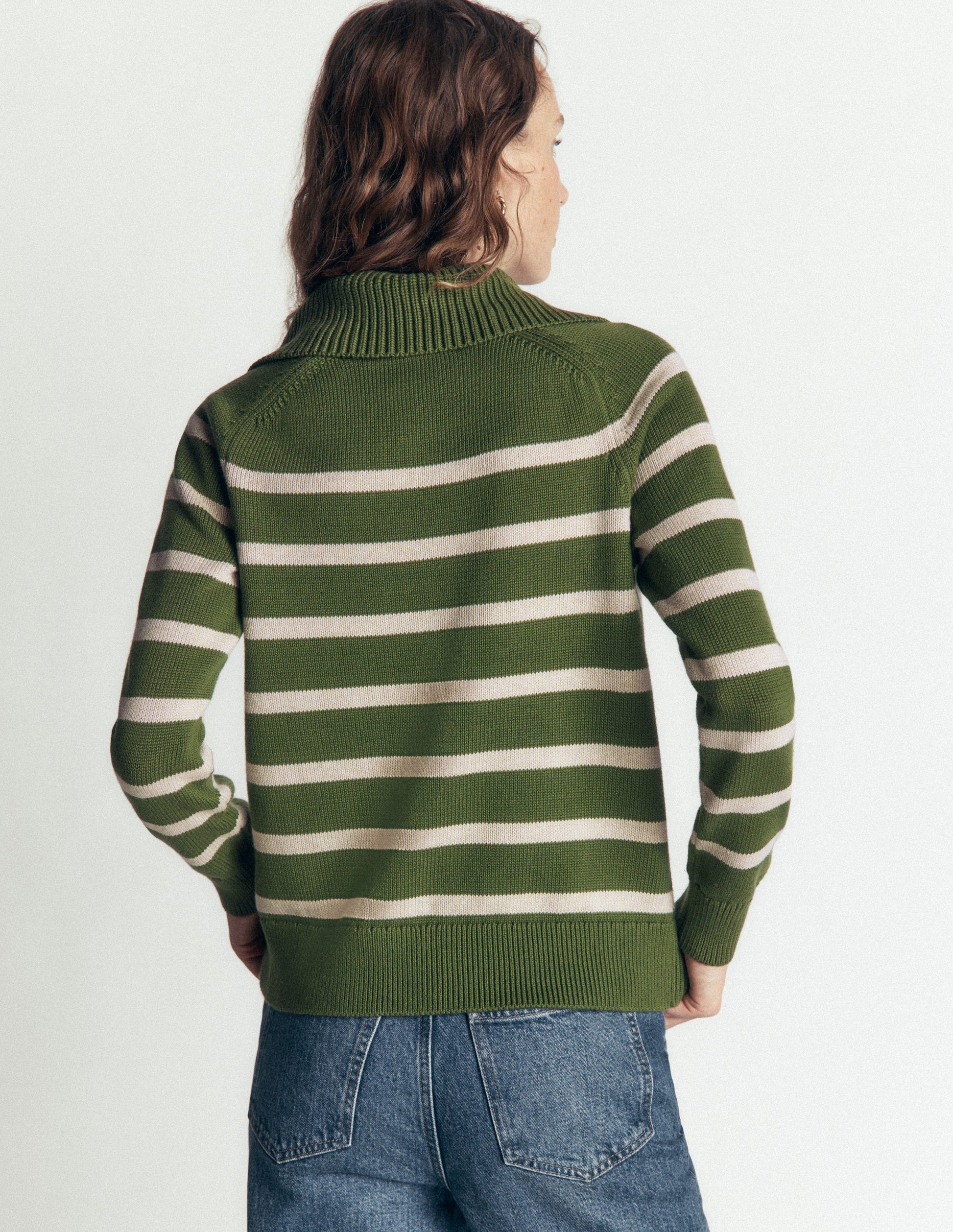 Lucy Half Zip Jumper-Green Stripe-3