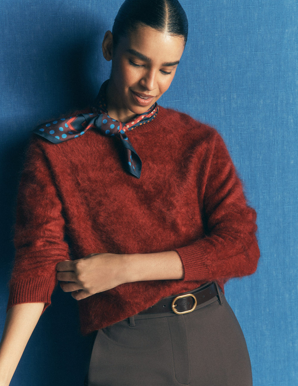 Kat Brushed Cashmere Jumper-Burnt Orange-1