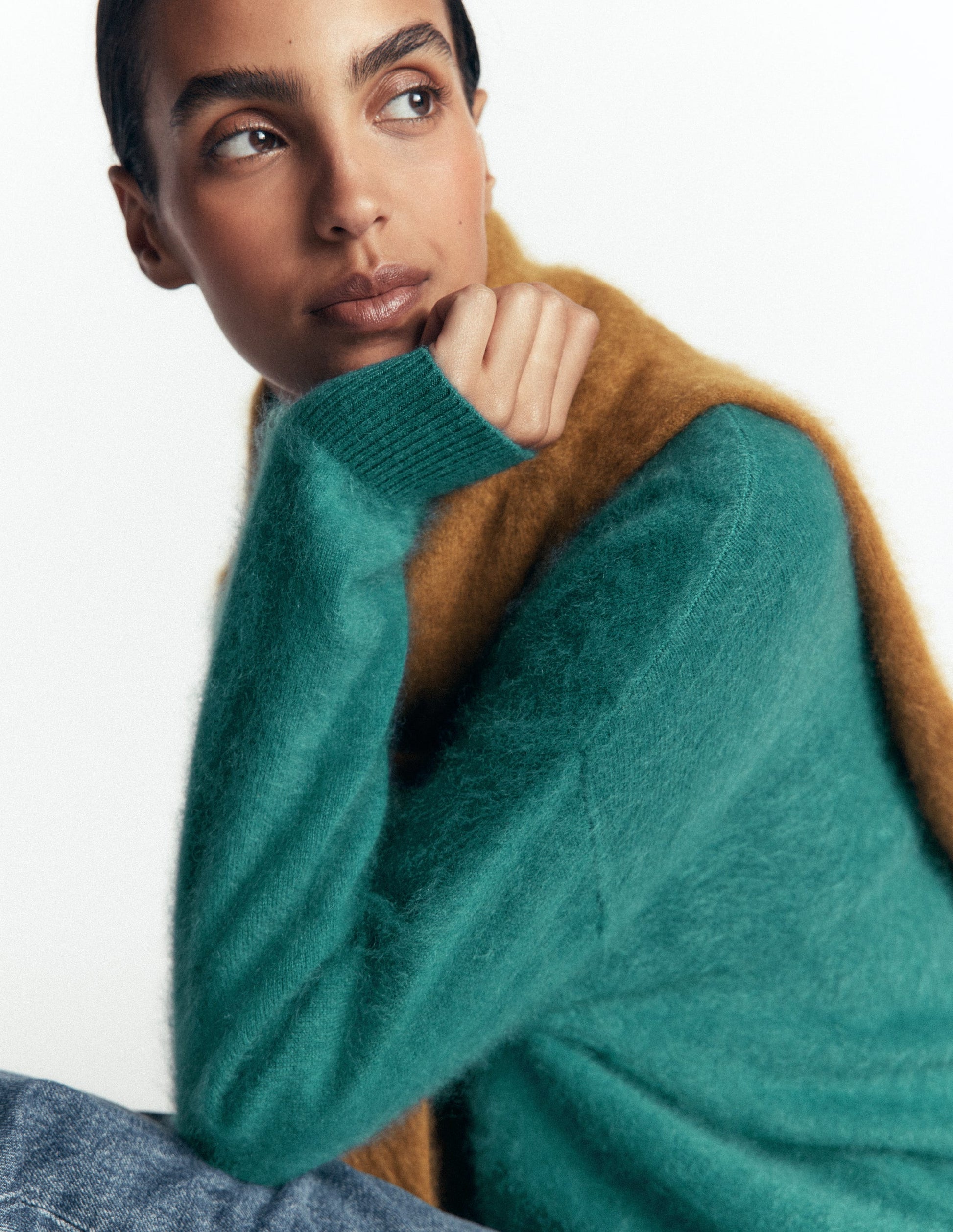 Kat Brushed Cashmere Jumper-Deep Sea Depths-2