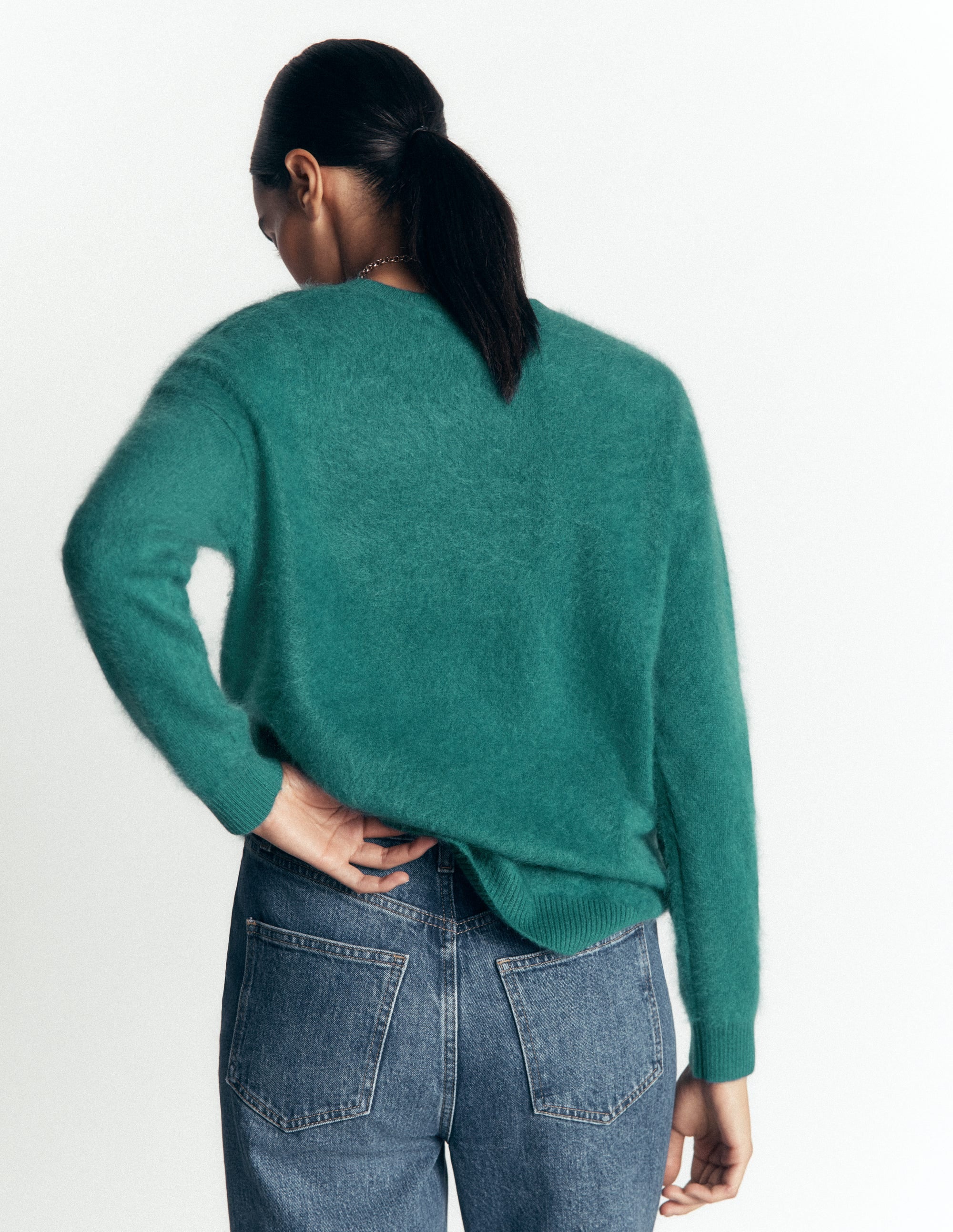 Kat Brushed Cashmere Jumper-Deep Sea Depths - Image 3