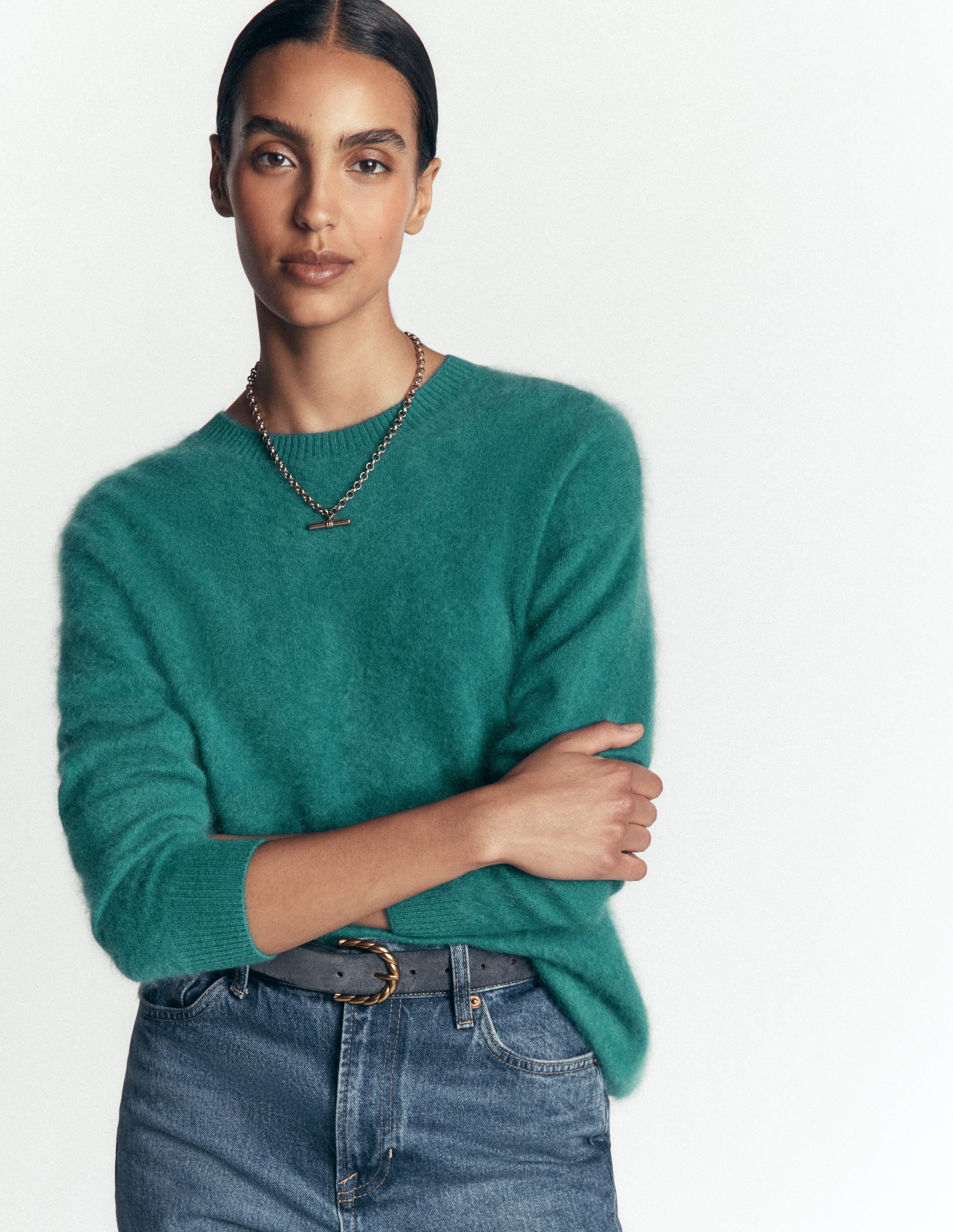 Kat Brushed Cashmere Jumper-Deep Sea Depths - Image 4