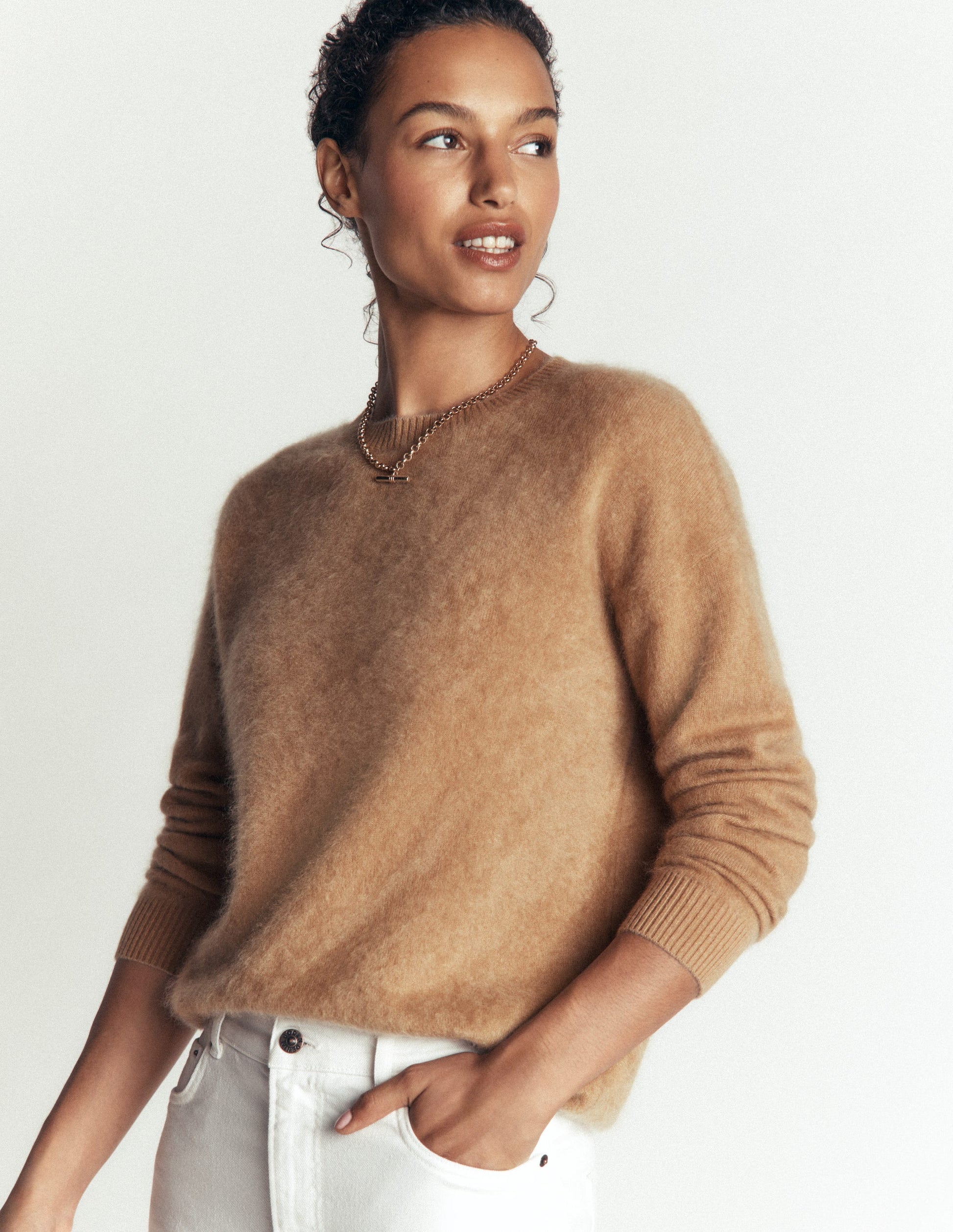 Kat Brushed Cashmere Jumper-Camel Melange-4
