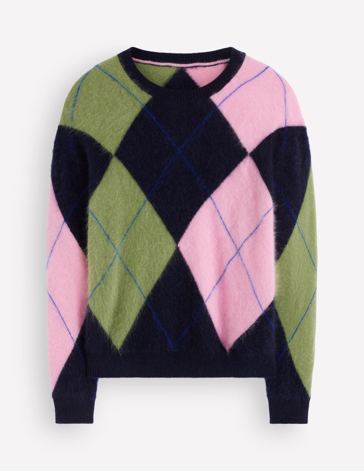 Kat Brushed Cashmere Jumper-Navy, Pink, Green Argyle-8