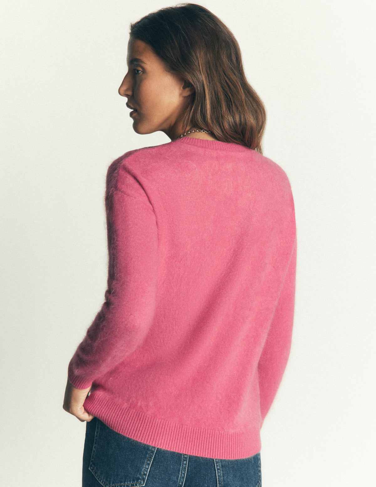 Kat Brushed Cashmere Jumper-Rose Pink - Image 3