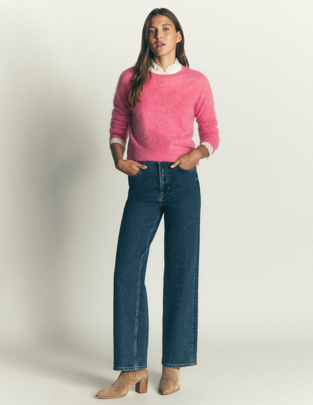Kat Brushed Cashmere Jumper-Rose Pink-4