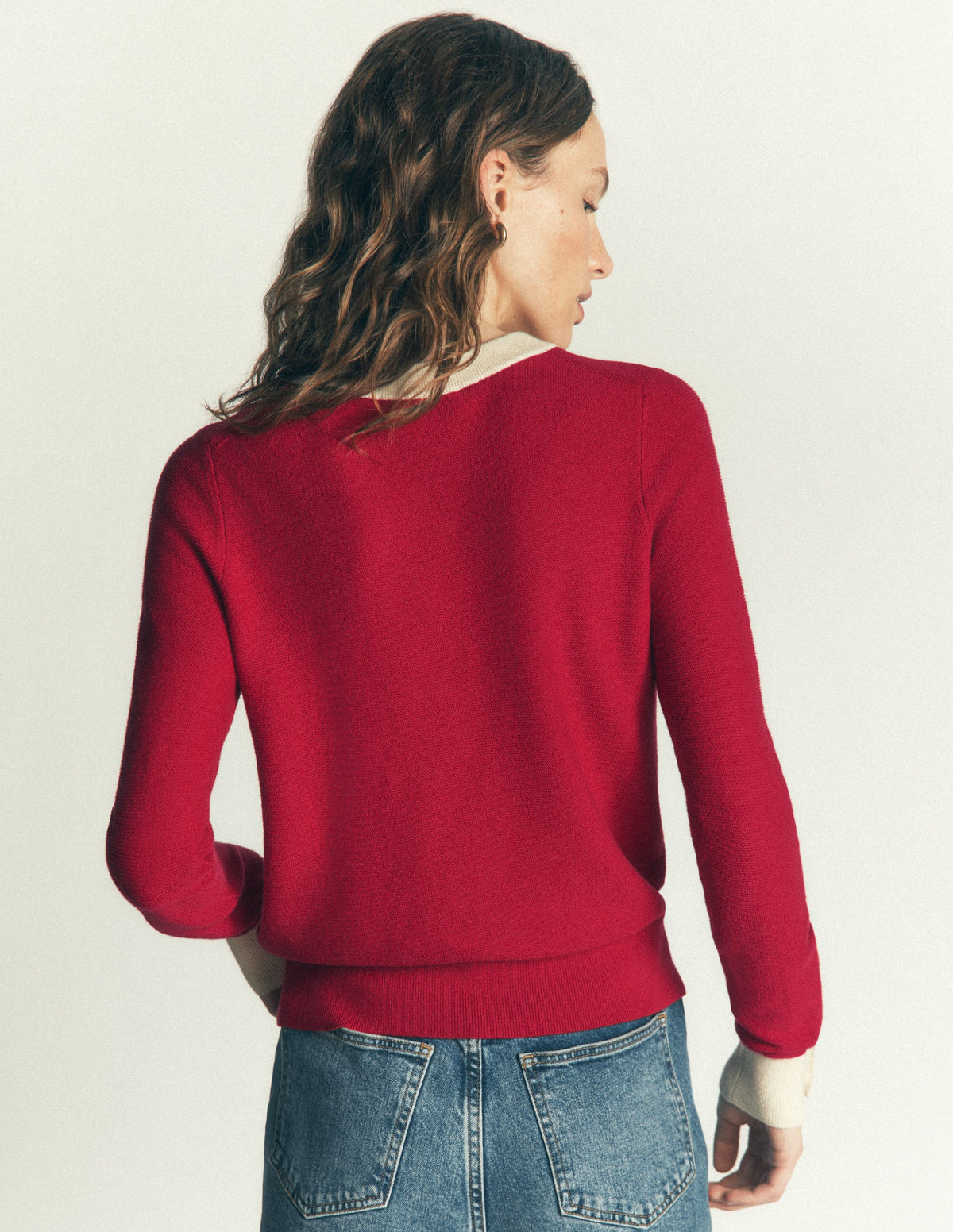 Grace Colour Block Jumper-Poppy Red, Ivory - Image 3