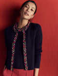 Embellished Knit Cardigan-Navy