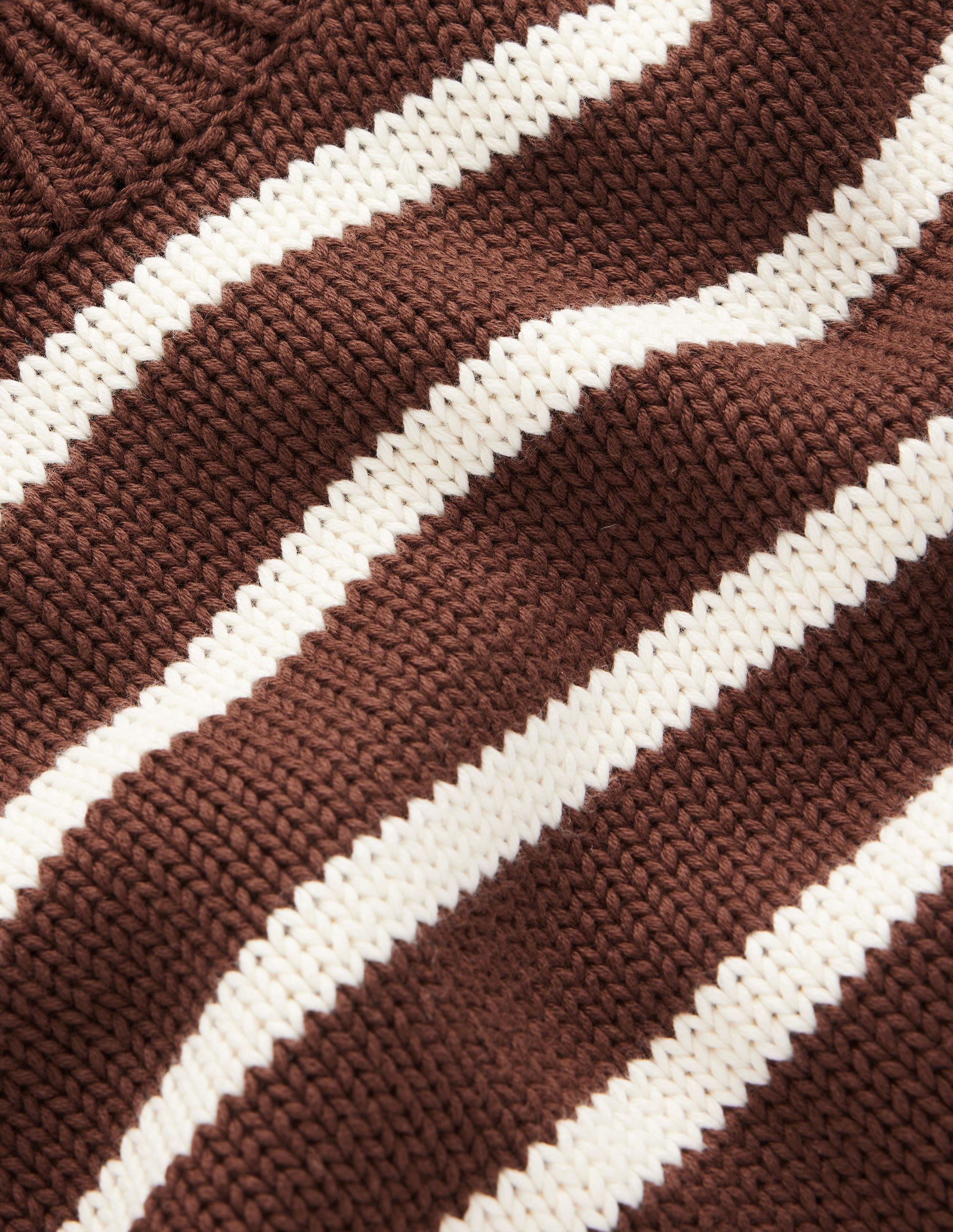 Lucy Chunky Cotton Jumper-brown, ivory stripe - Image 7